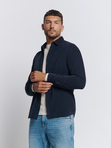No Excess Regular fit Overhemd in Blauw: voorkant