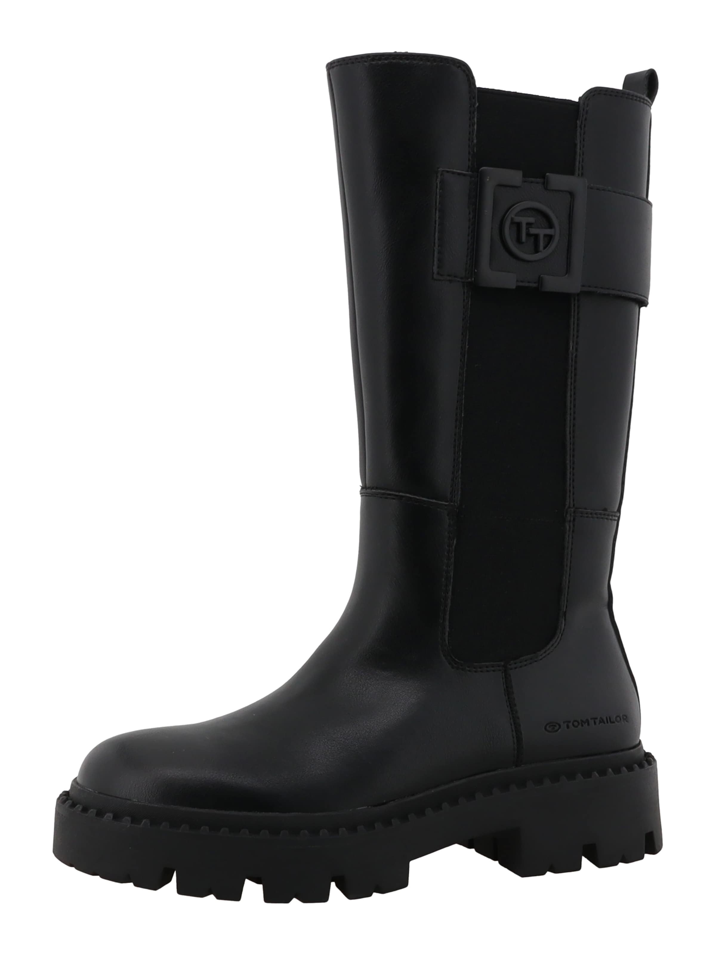 Cizme de la TOM TAILOR pe negru: față