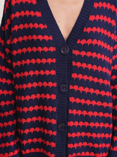 MixRay Strickjacke in dunkelblau / grenadine, Produktansicht