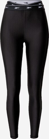 Reebok Skinny Workout Pants in Black: front