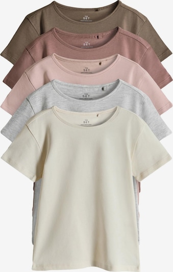 The Set T-Krekls, krāsa - nebalināts / umbra / raibi pelēks / rožkrāsas / tumši rozā, Preces skats