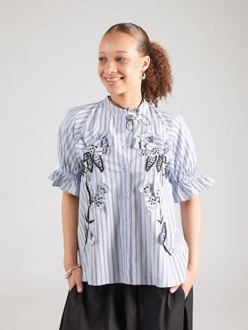 Essentiel Antwerp Blouse 'JEEZ' in Blauw: voorkant