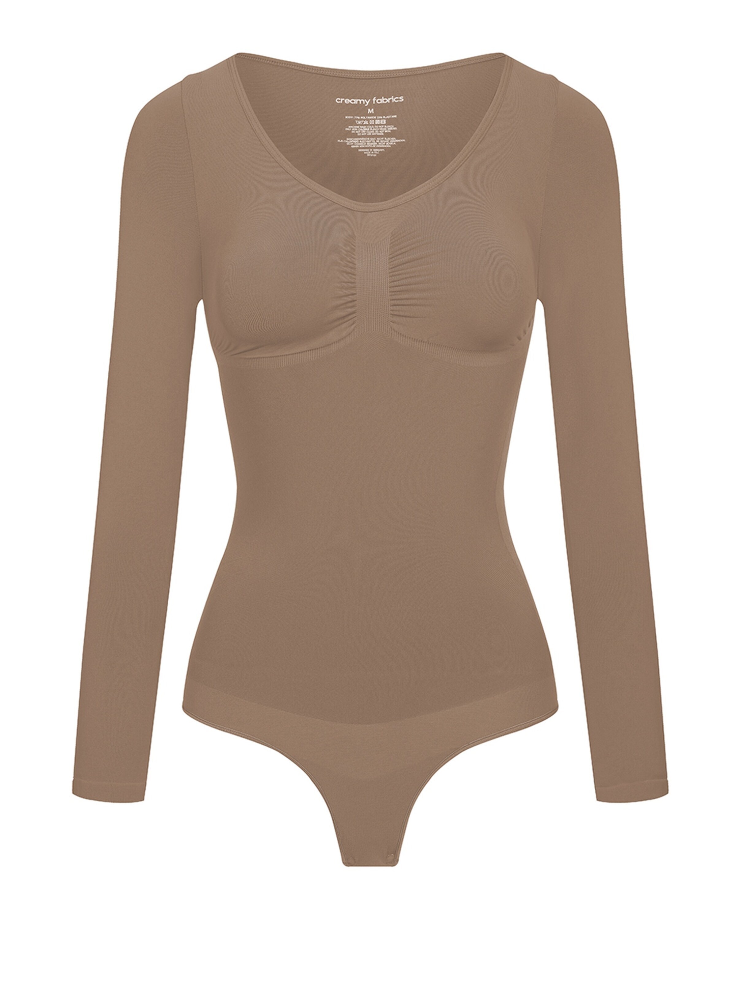 Body modelant 'Bodysuit Sculpting Shapewear Longsleeve mit String' cfab (formerly creamy fabrics) en marron : devant