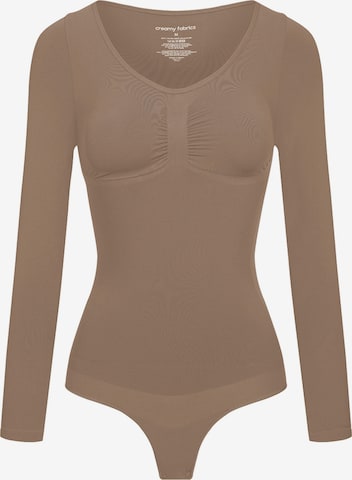 Body modelant 'Bodysuit Sculpting Shapewear Longsleeve mit String' cfab (formerly creamy fabrics) en marron : devant