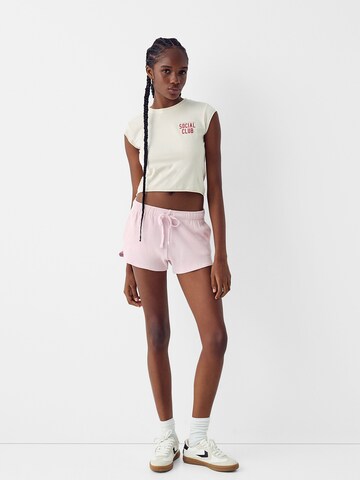 Bershka Regular Trousers in Pink