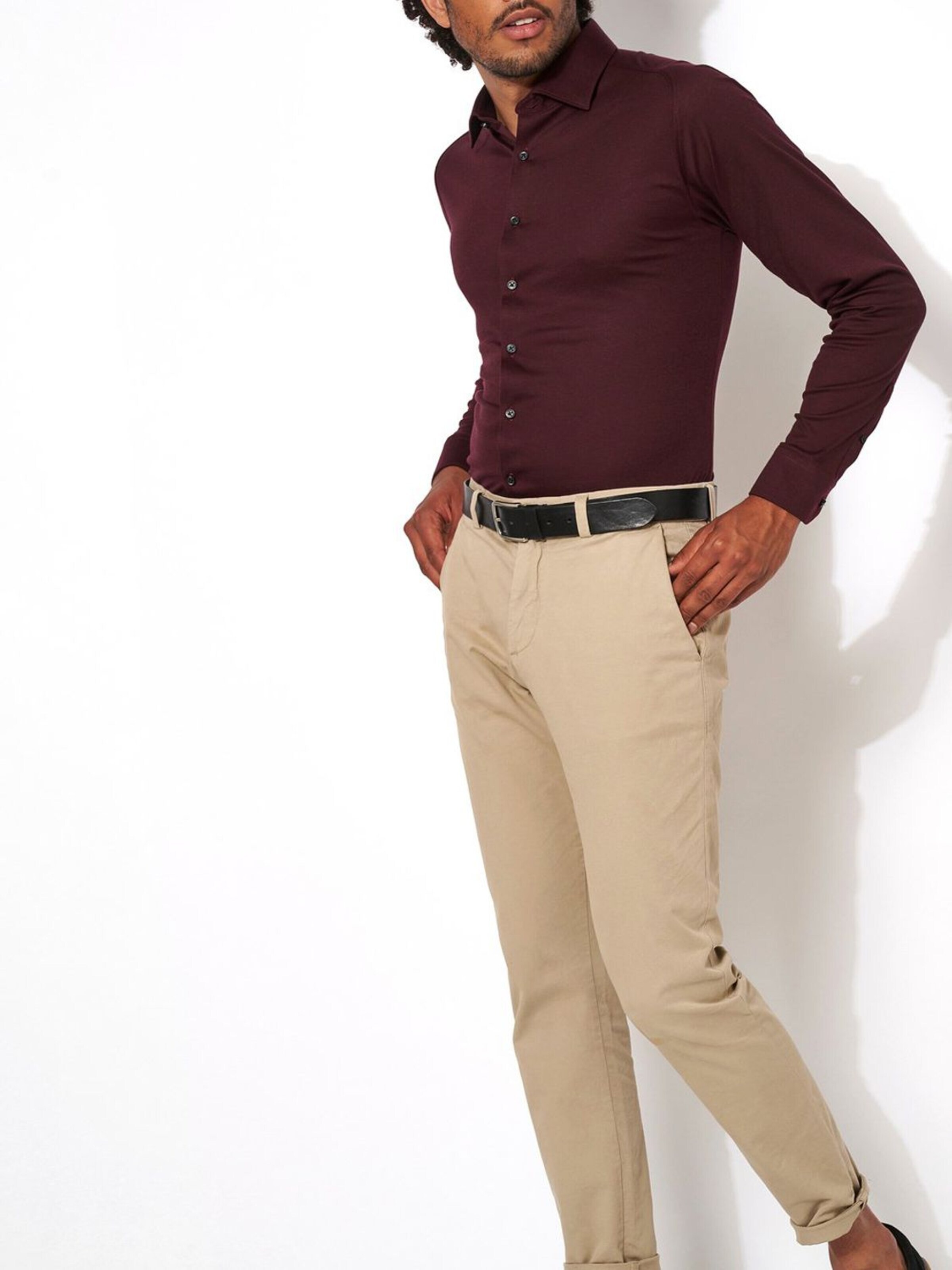 DESOTO Slim fit Button Up Shirt in Red