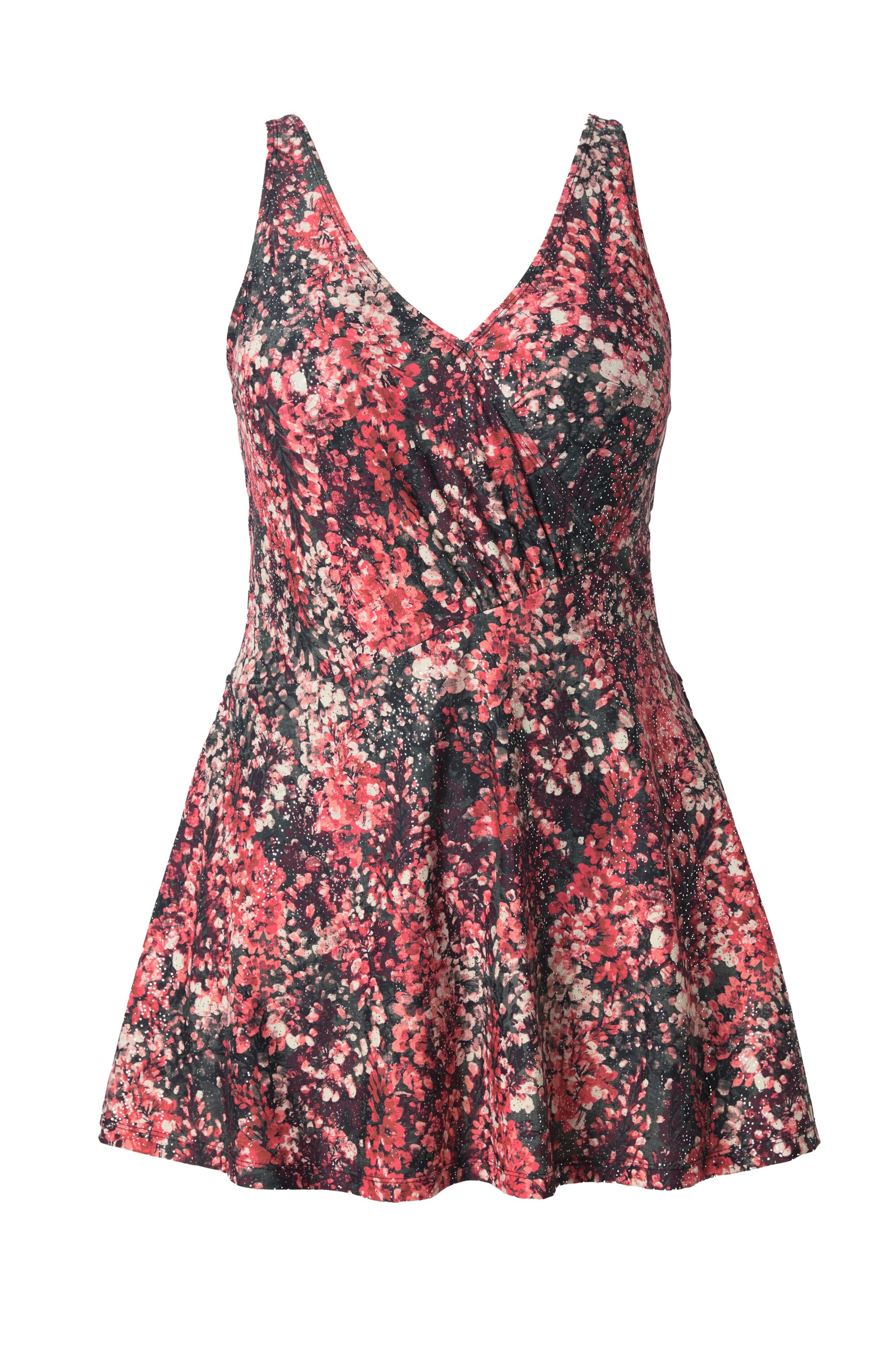 Ulla Popken Bandeau Swimsuit dress in Red: front