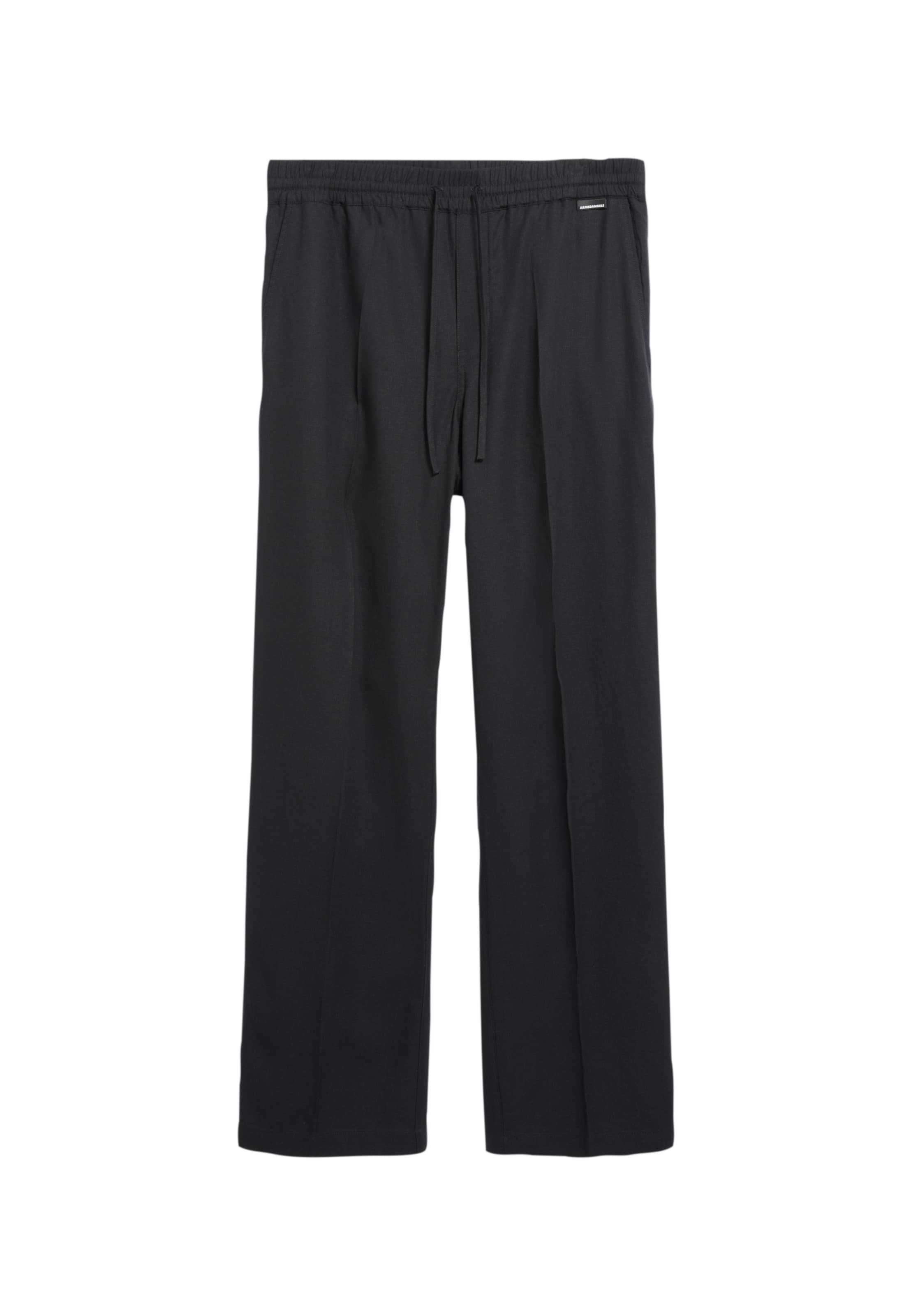 ARMEDANGELS Loose fit Trousers with creases 'LUKAA LINO' in Black: front