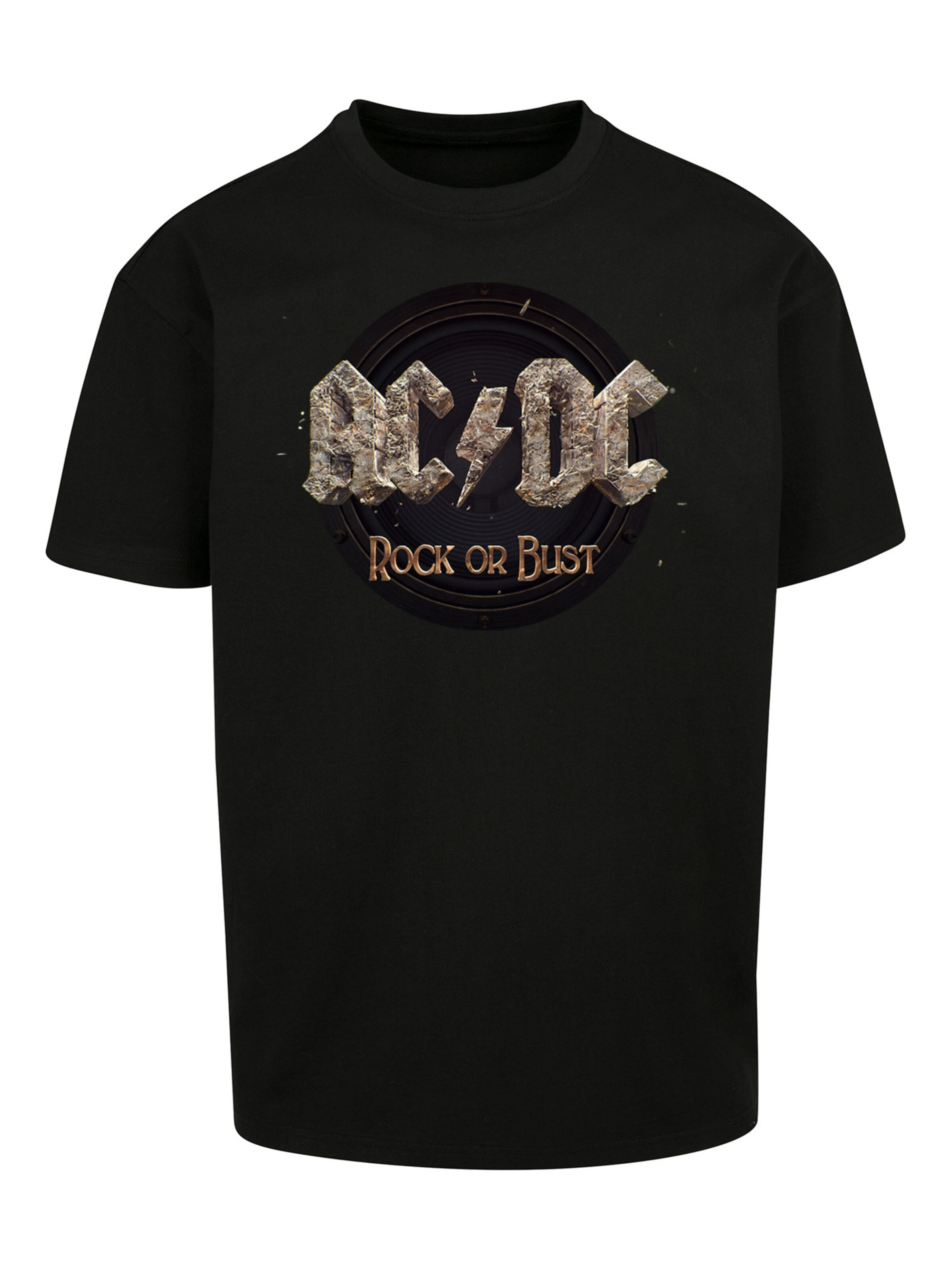 T-Shirt 'ACDC Rock Band Shirt Rock or Bust' F4NT4STIC en noir : devant