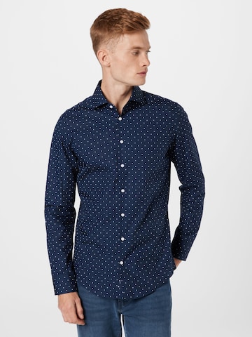 SEIDENSTICKER Slim fit Button Up Shirt 'Spread' in Blue: front