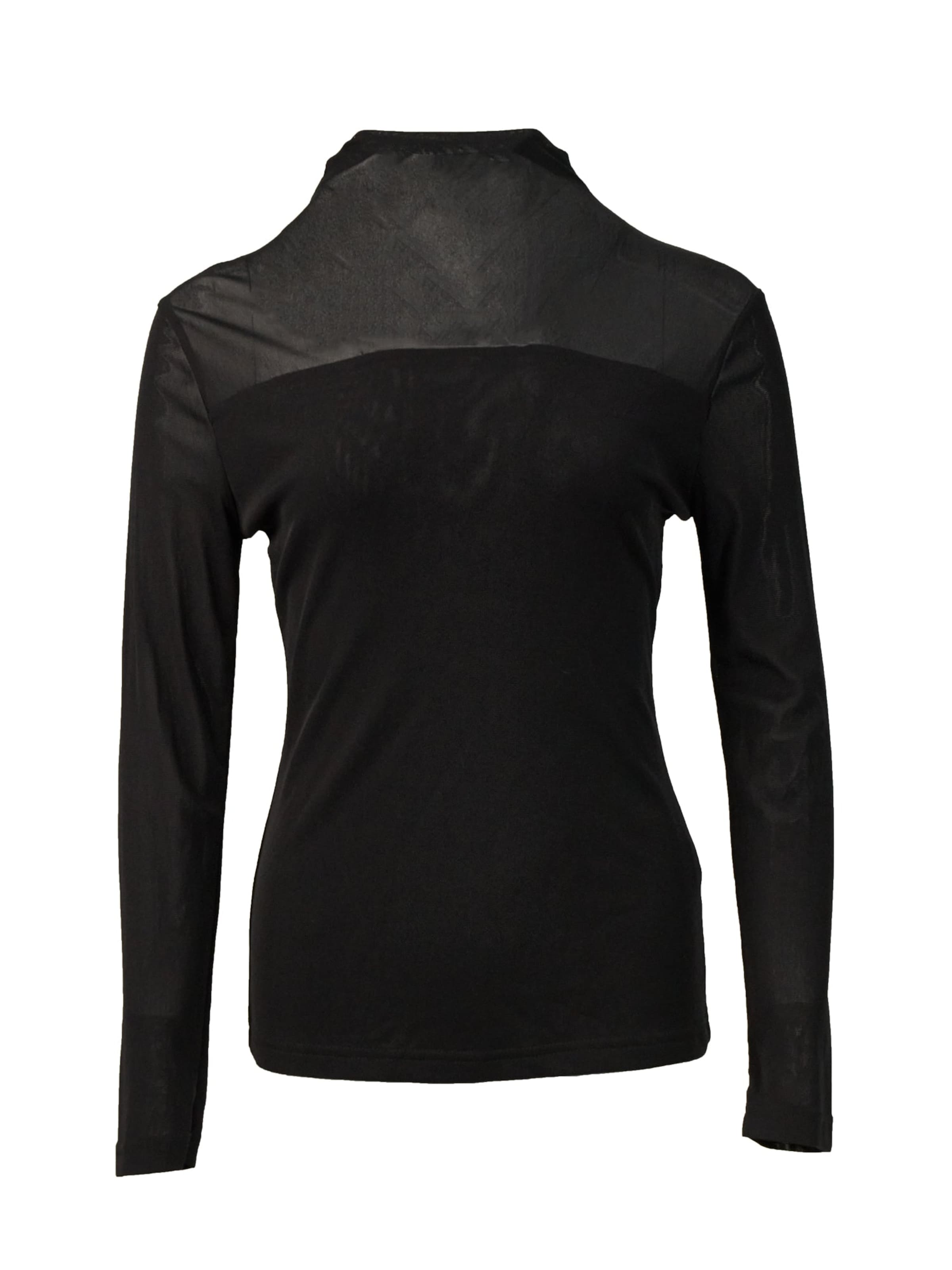 yoligex Top 'Chic High Neck Sheer Mesh Long Sleeve Top - Black'‌‌‌‌‌ in Schwarz: Vorderseite