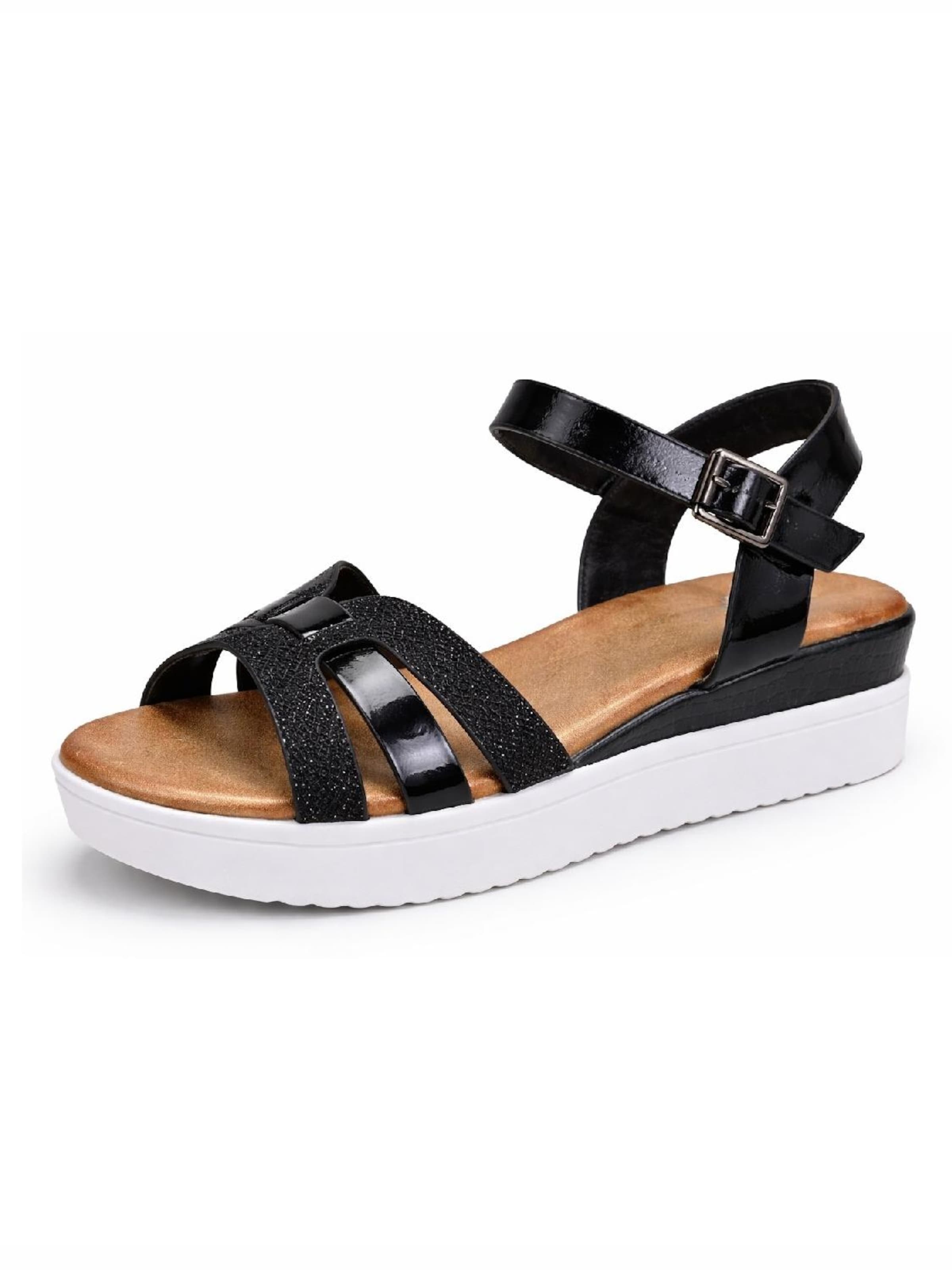 Pogolino Riemensandale 'Damen Sandalen Plateau Riemchen Glitzer Keilabsatz Sandaletten BL6622'‌‌‌‌ in schwarz, Produktansicht