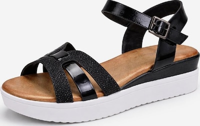 Pogolino Riemensandale 'Damen Sandalen Plateau Riemchen Glitzer Keilabsatz Sandaletten BL6622' in schwarz, Produktansicht