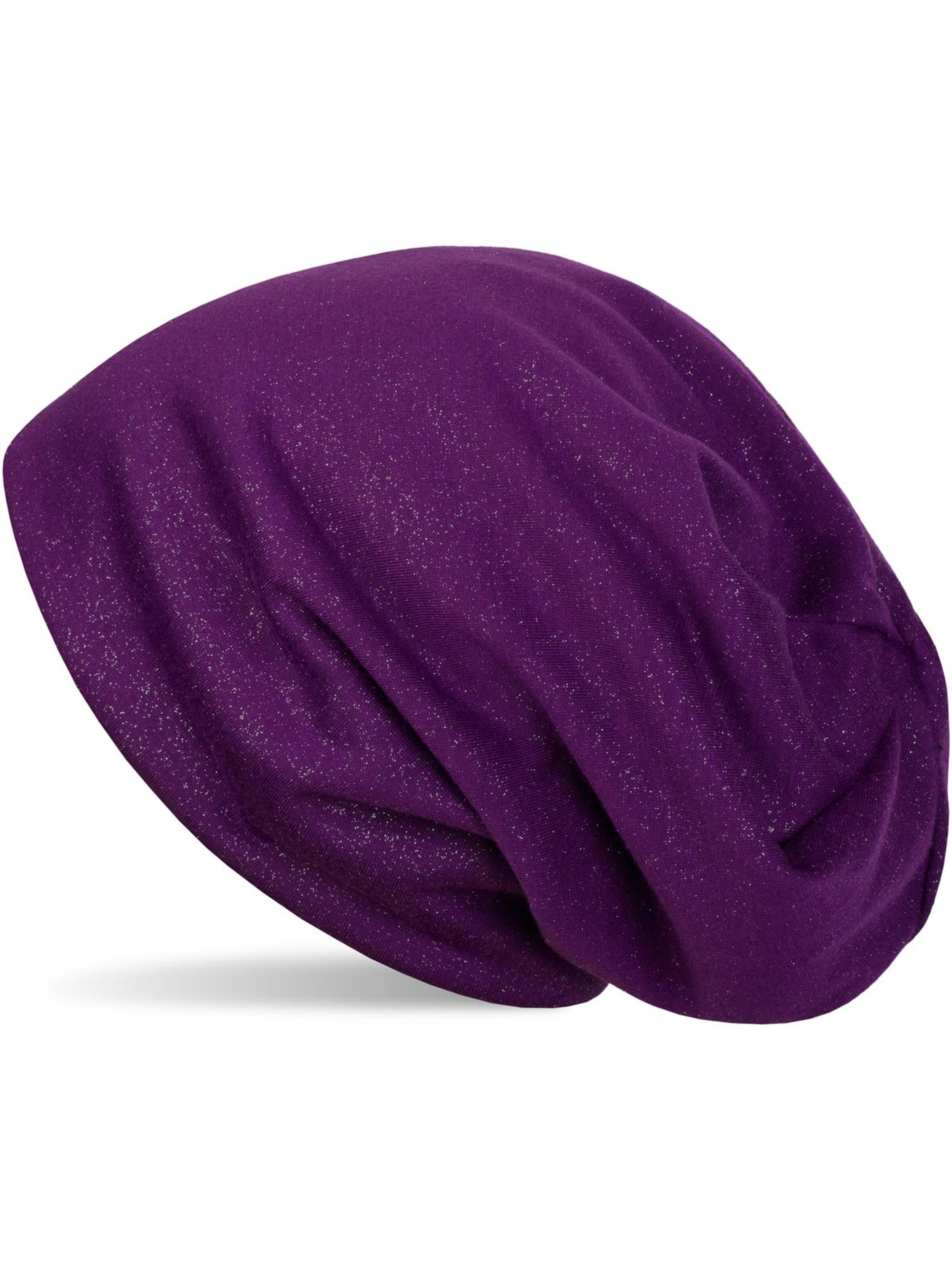 styleBREAKER Mütze 'Beanie mit All Over Glitzer'‌‌‌‌‌‌‌‌‌‌ in Lila: Vorderseite