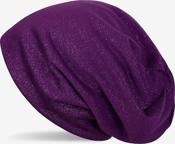 styleBREAKER Mütze 'Beanie mit All Over Glitzer' in Lila: Vorderseite