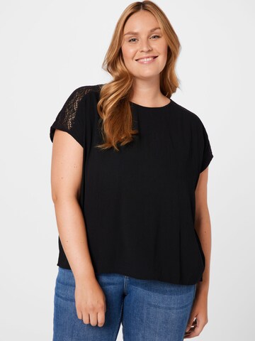 Vero Moda Curve Blouse 'Nancy' in Zwart: voorkant