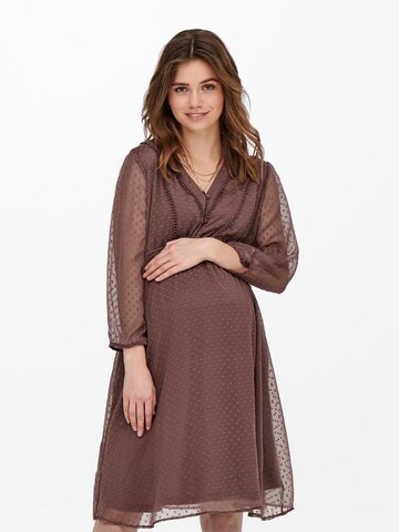Only Maternity Dress in Brown: front