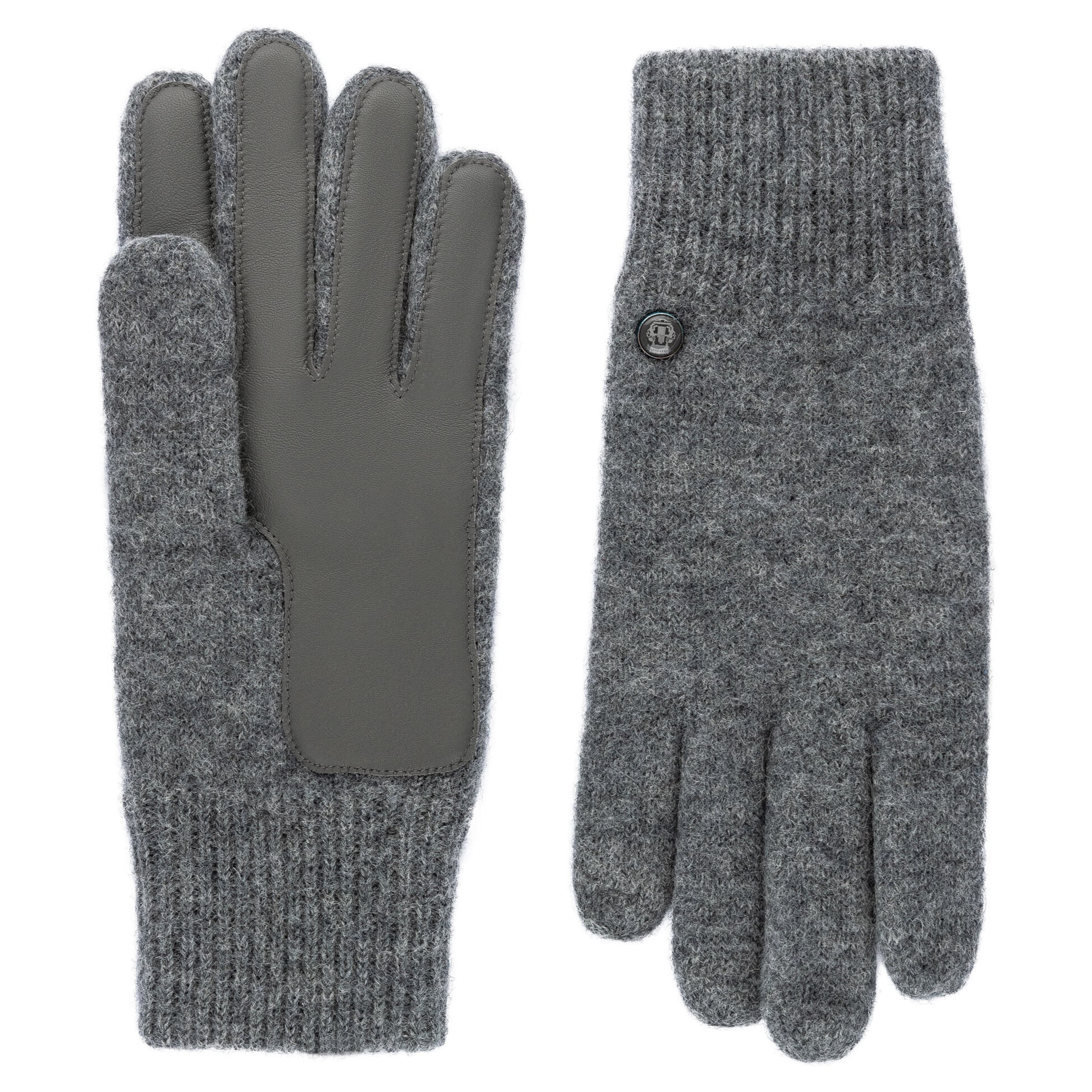 Roeckl Strickhandschuhe 'FELTED WOOL' in Grau: Vorderseite