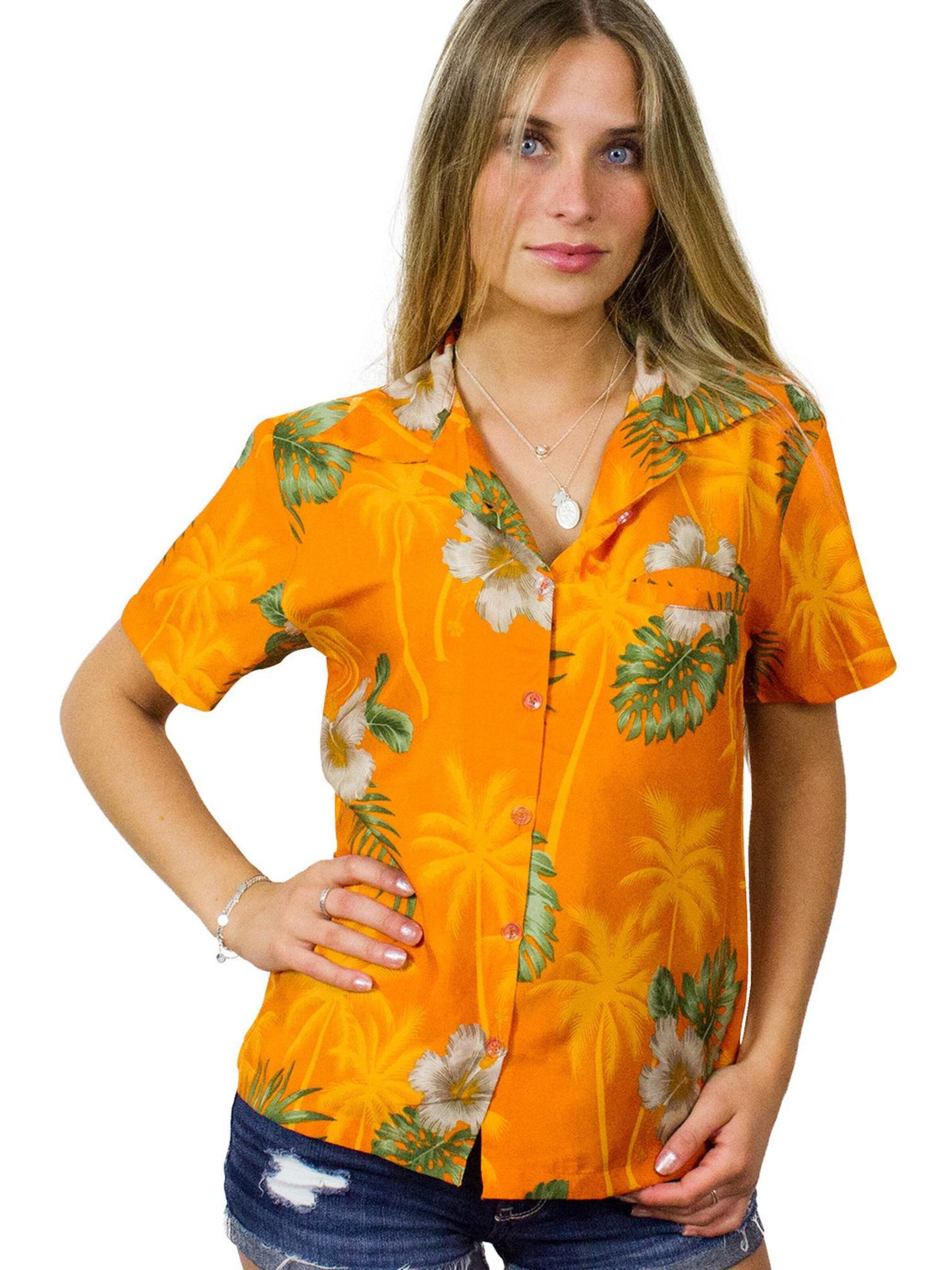King Kameha Blouse 'Small Flower' in Yellow: front