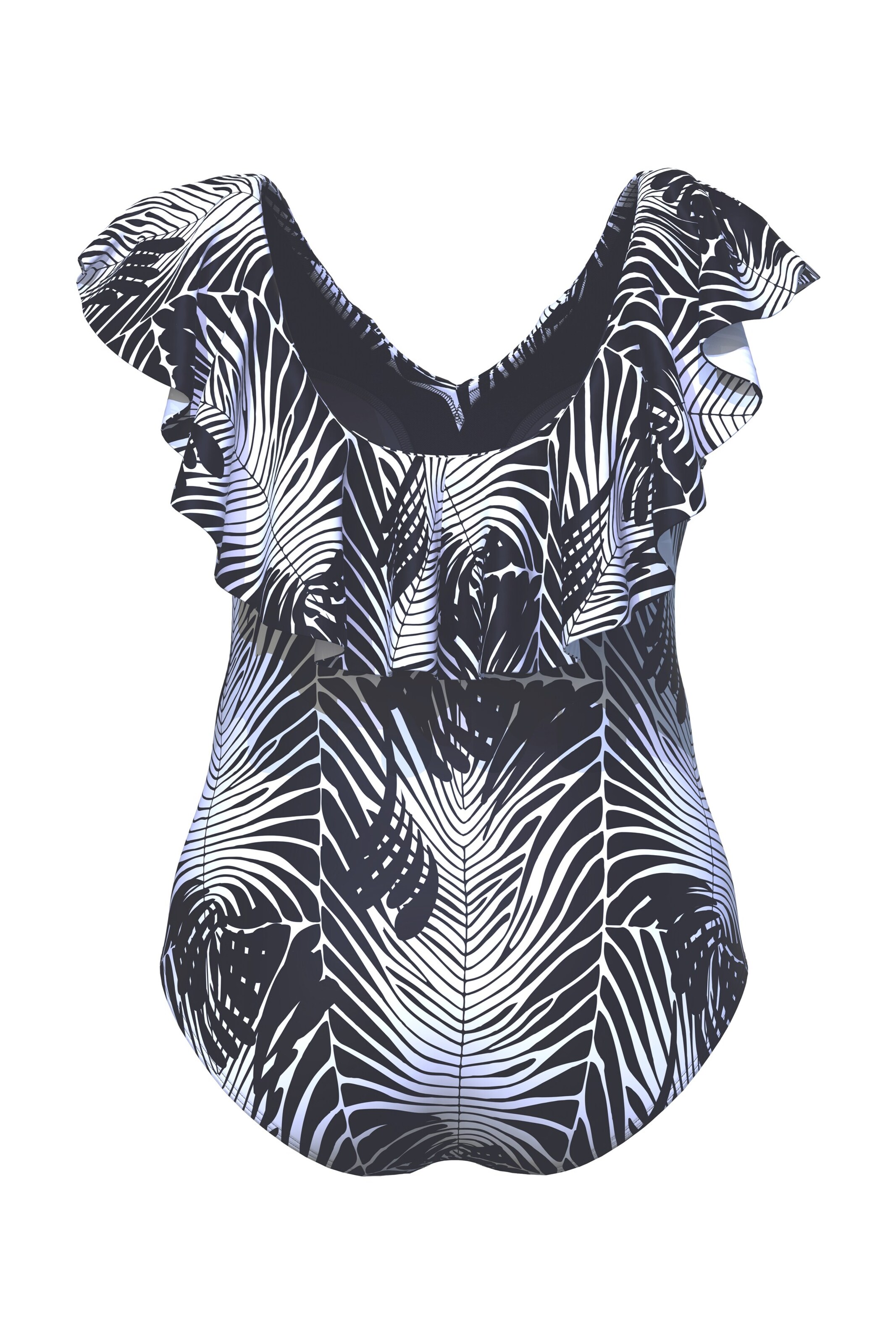 Ulla Popken Bustier Badeanzug in Schwarz