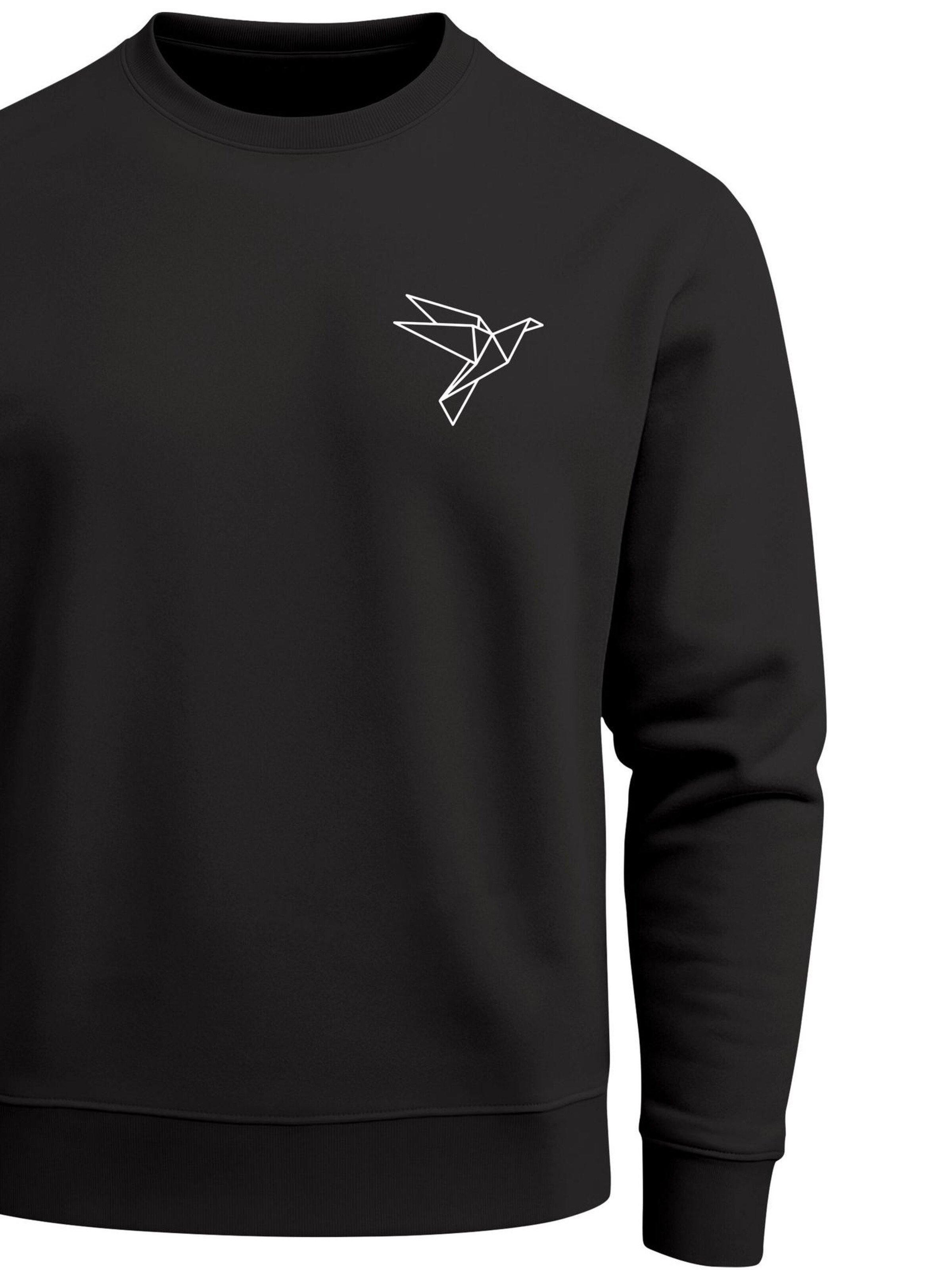 Neverless Sweatshirt 'Origami Vogel' in Black