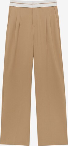 Pull&Bear Pleat-front trousers in Brown: front