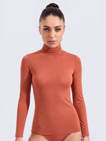 Maglietta intima 'Body Dolcevita Manica Lunga in Cashmere e Modal' di Ciocca in arancione