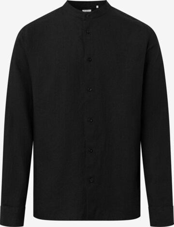 KnowledgeCotton Apparel Regular fit Button Up Shirt in Black: front