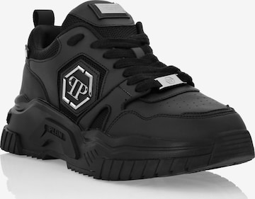 Philipp Plein - Sapatilhas baixas 'Hexagon' em preto: frente