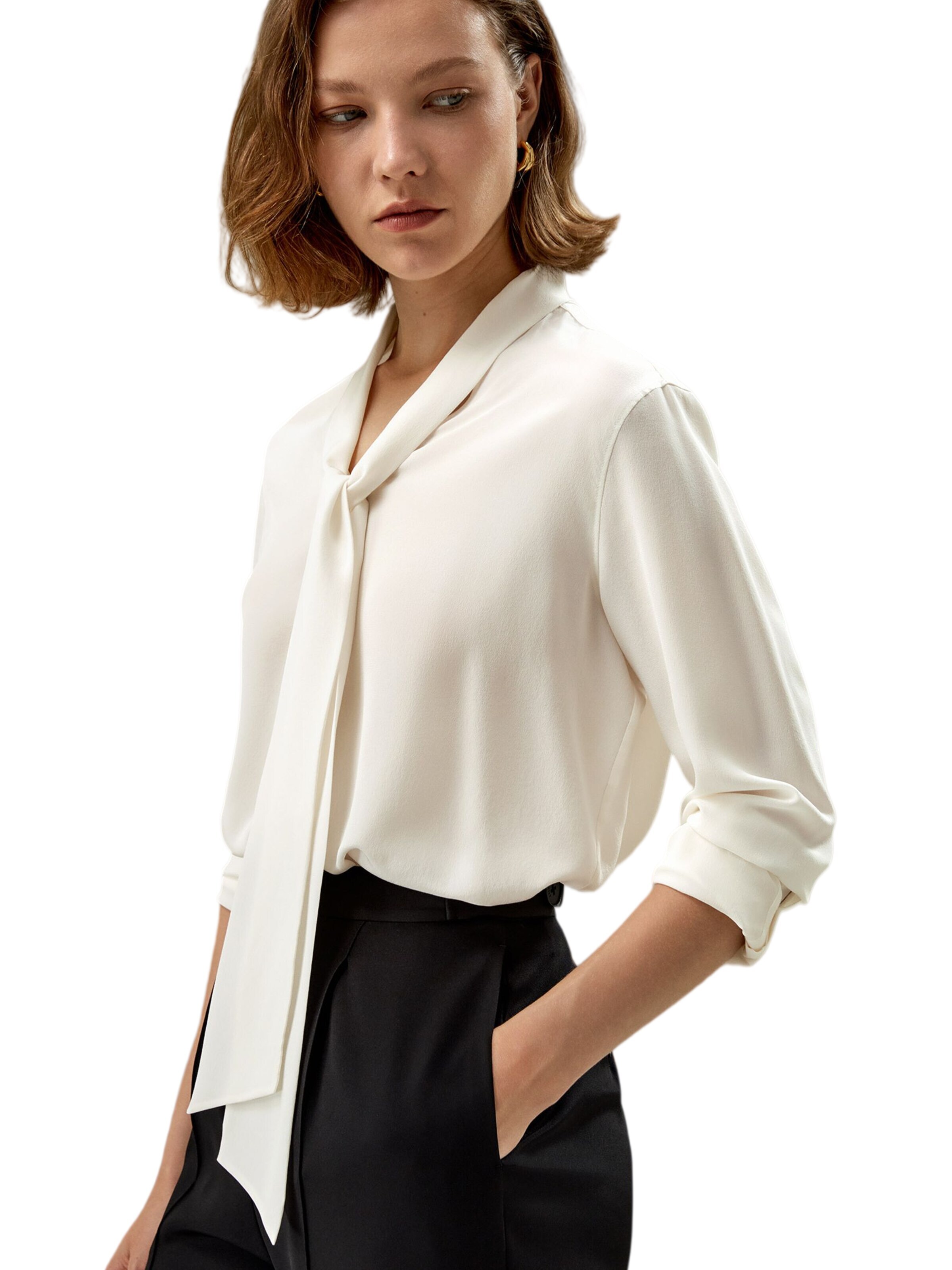 Lilysilk Blouse in Wit: voorkant