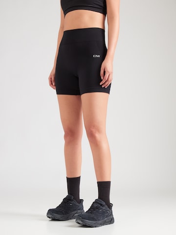 ICANIWILL Skinny Sportsbukser 'Smooth' i sort: forside