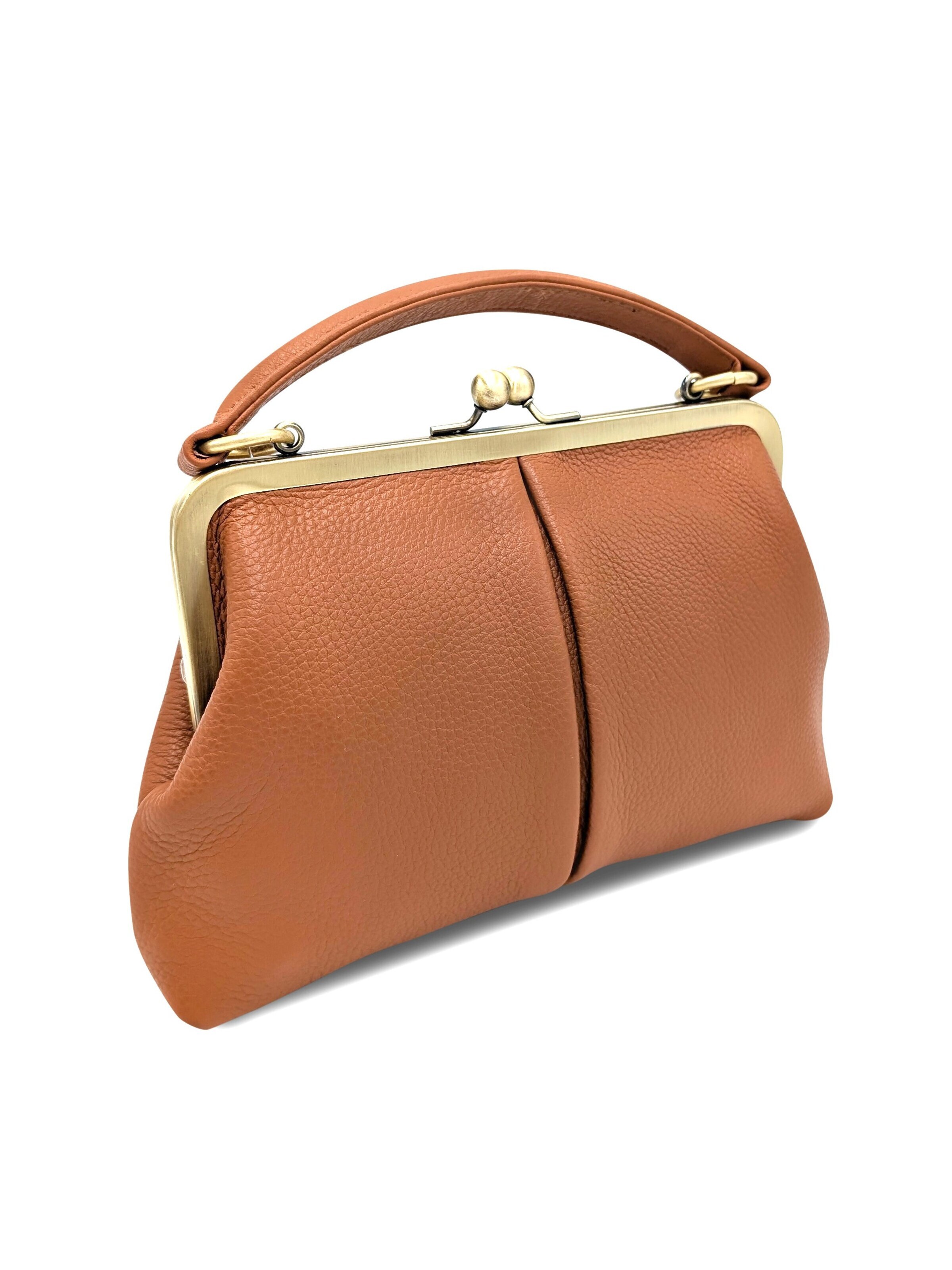 Taschenkinder Handbag 'Kleine Olive – Leder Handtasche & Umhängetasche' in Brown