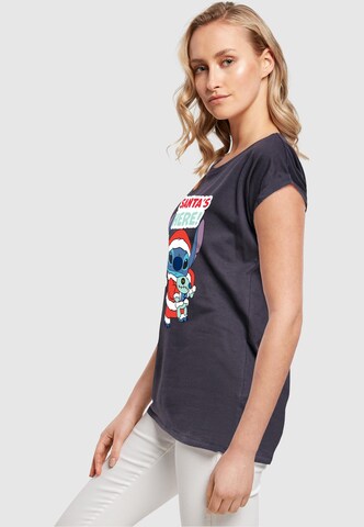 ABSOLUTE CULT T-Shirt 'Ladies Lilo And Stitch - Santa Is Here' in Blau