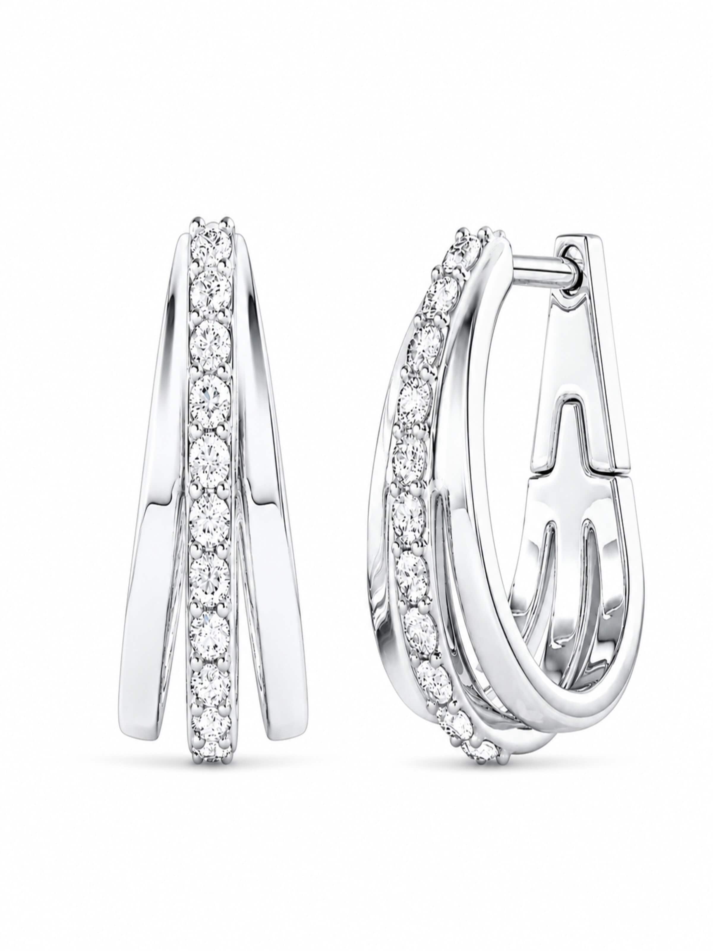 ROUGEMONT Jewellery Earrings 'Funkelnde Damen Creolen Ohrringe' in Silver: front