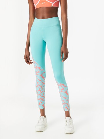 Reebok Skinny Workout Pants in Blue: front