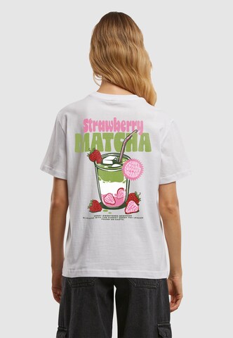 Miss Tee Shirt 'Strawberry Matcha' in White: front