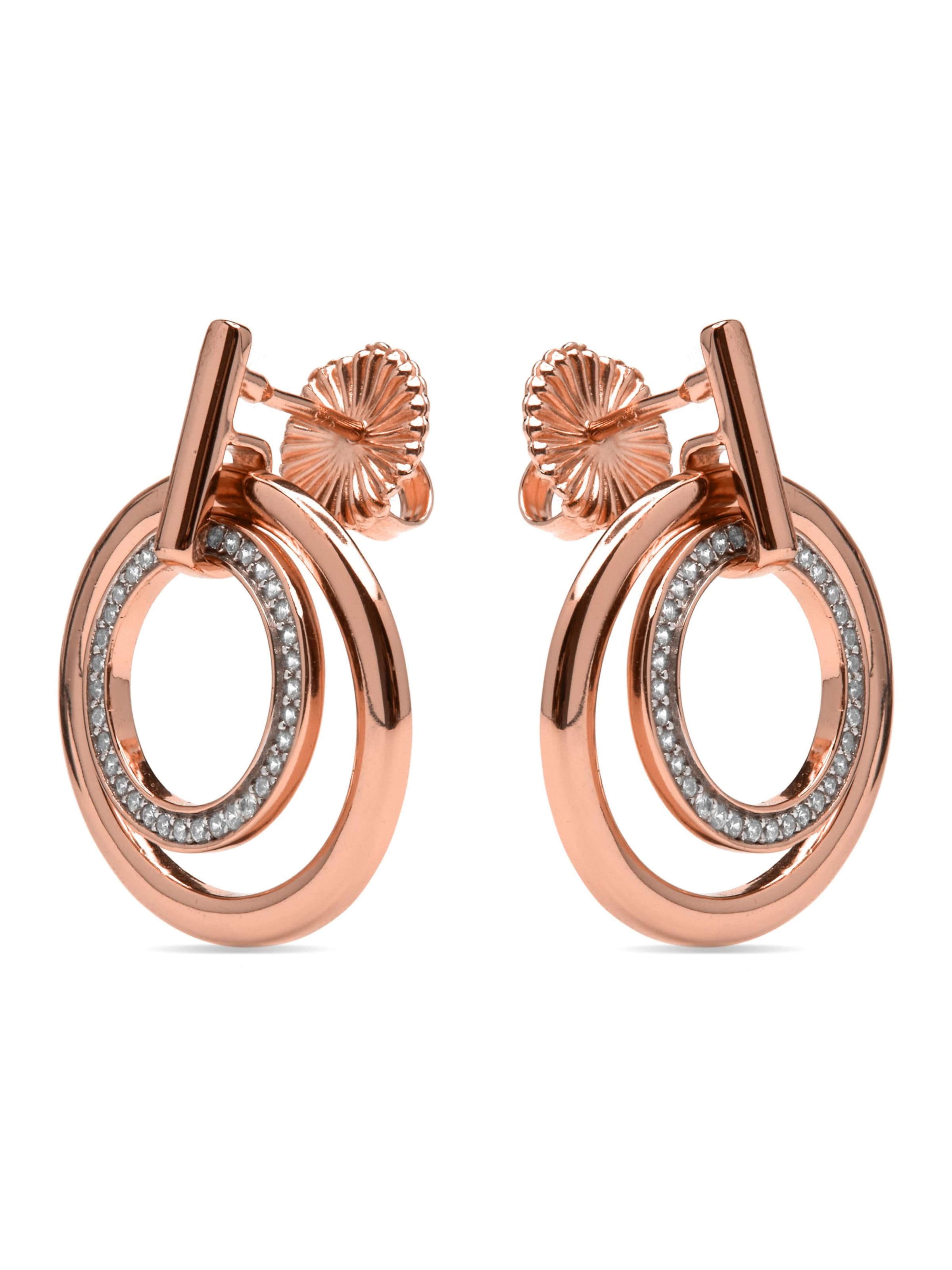 Luxenter Boucles d'oreilles 'Uuka' en or rose, Vue avec produit