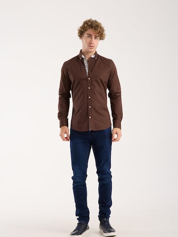 Slim fit Camicia 'Donatello' di 7Camicie in marrone