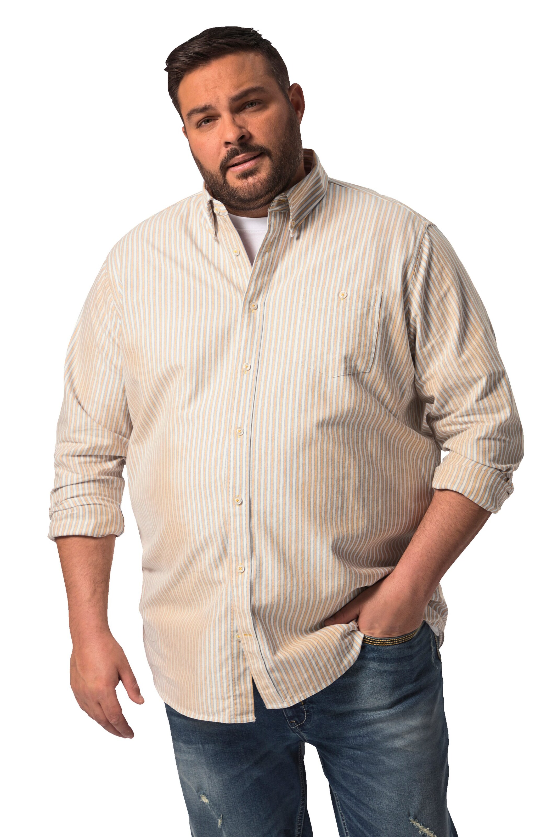 John F. Gee Comfort Fit Hemd in Beige: Vorderseite