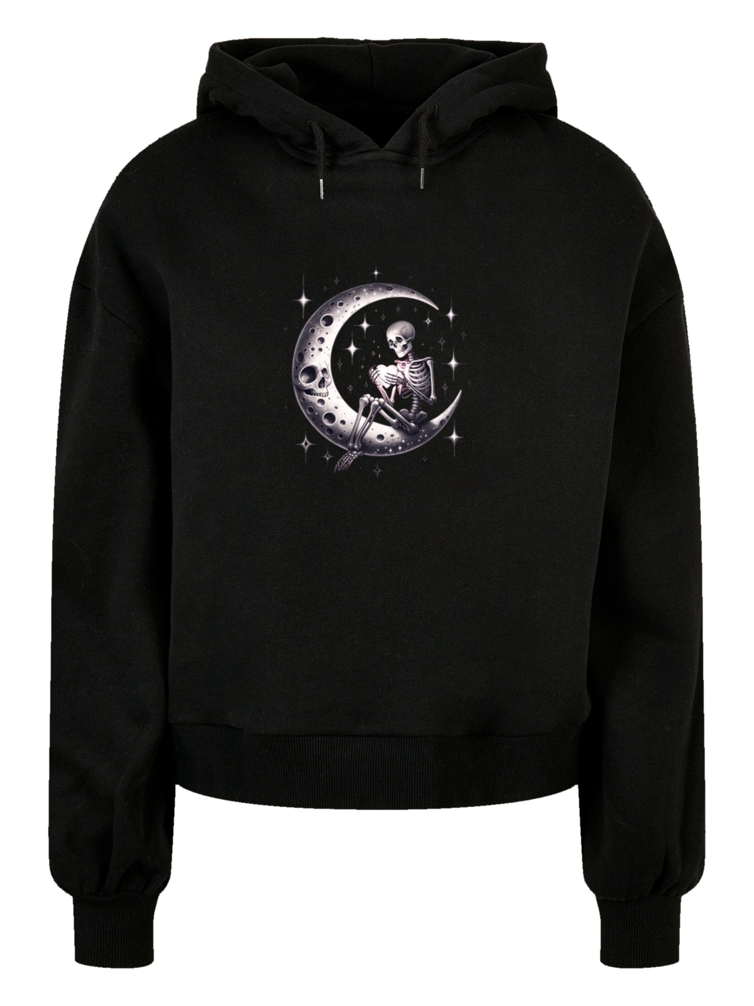 Sweat-shirt 'Gothic Valentinstag Skelett Mond' F4NT4STIC en noir : devant