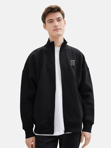 TOM TAILOR DENIM Zip-Up Hoodie in Black