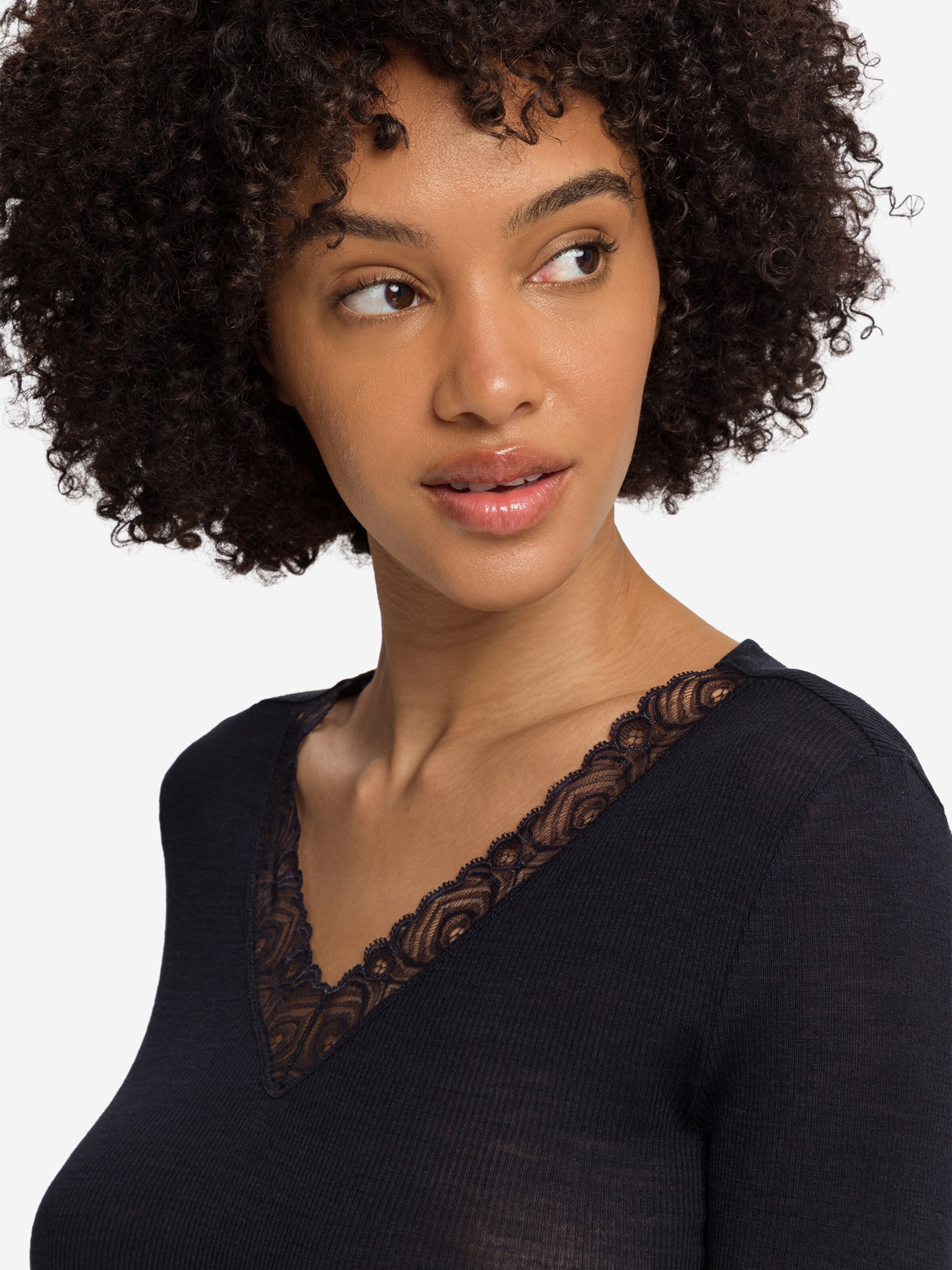 T-shirt ' Woolen Lace ' Hanro en noir