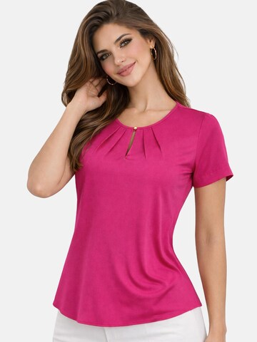 REGINA FASHION Bluza 'Short Sleeve Blouse with Pleated Neckline' | roza barva