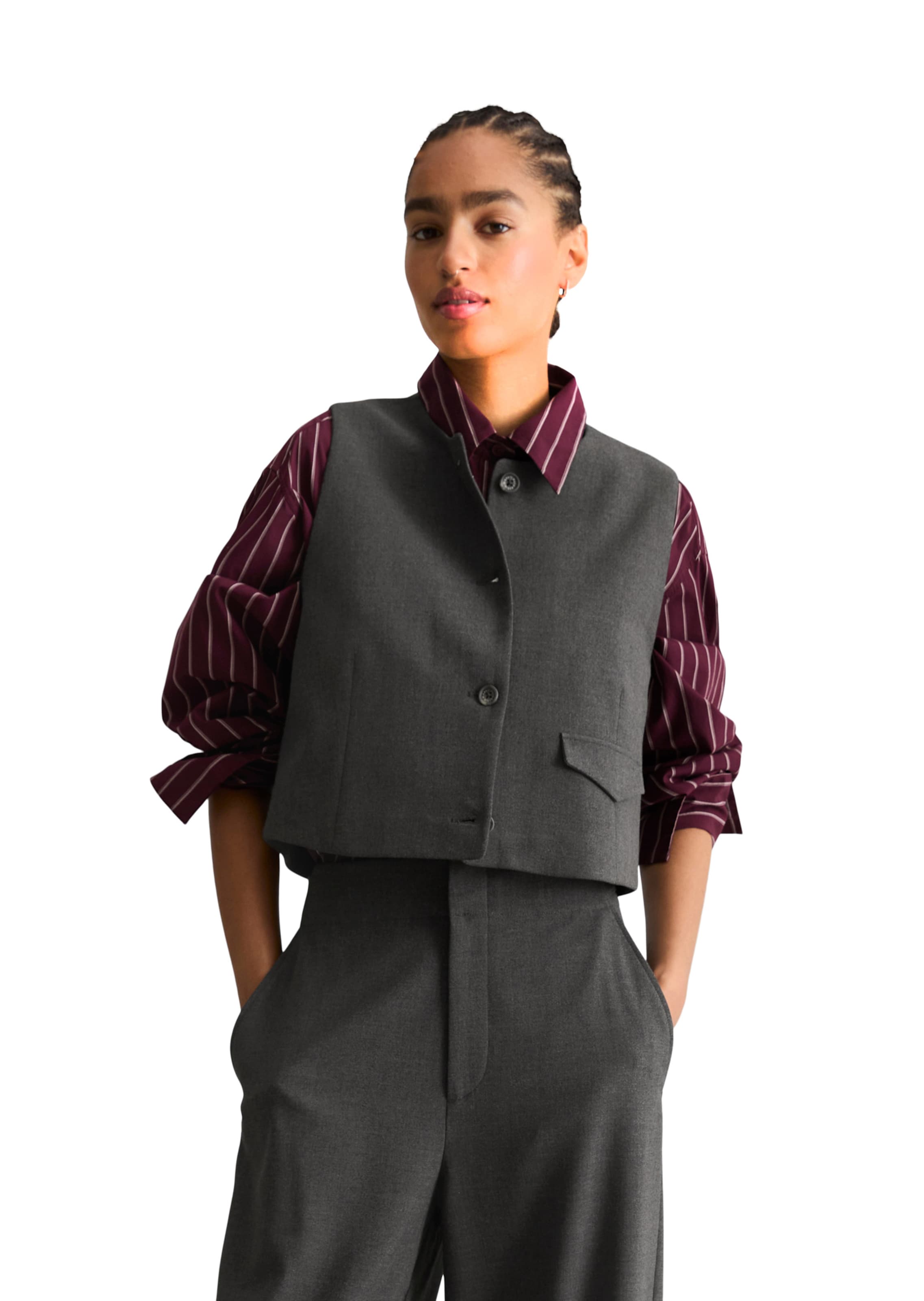 Marc O'Polo DENIM Gilet in Grijs: voorkant