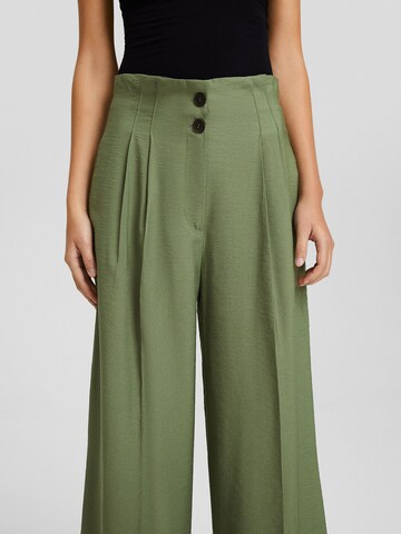 Bershka Wide Leg Hose in Grün