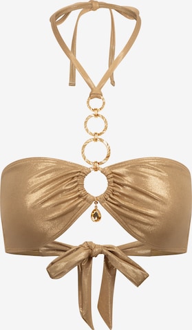 Hauts de bikini 'Kos Pendant Hoop Halter Bandeau' Moda Minx en or : devant