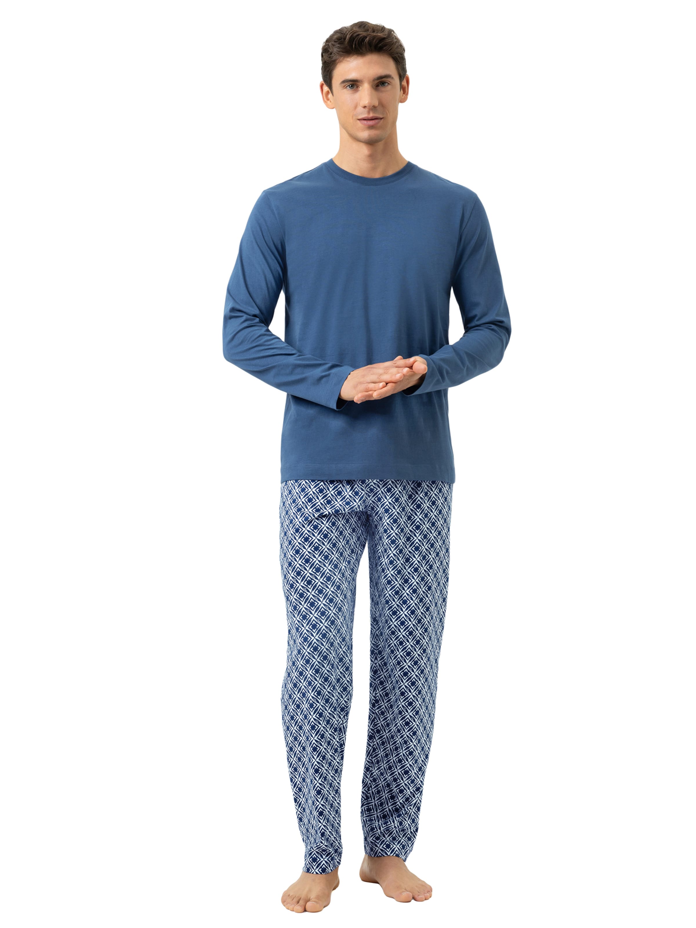 Mey Pyjama 'Silhouettes' in Blau: Vorderseite