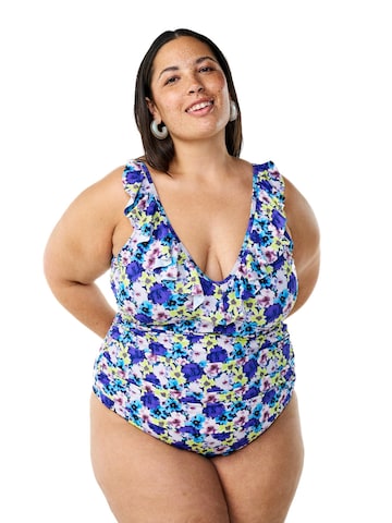 Swim by Zizzi Bustier Badeanzug 'Skitrin' in Lila