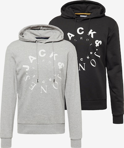 JACK & JONES Sweater majica 'Warrior' u siva melange / crna / bijela, Pregled proizvoda