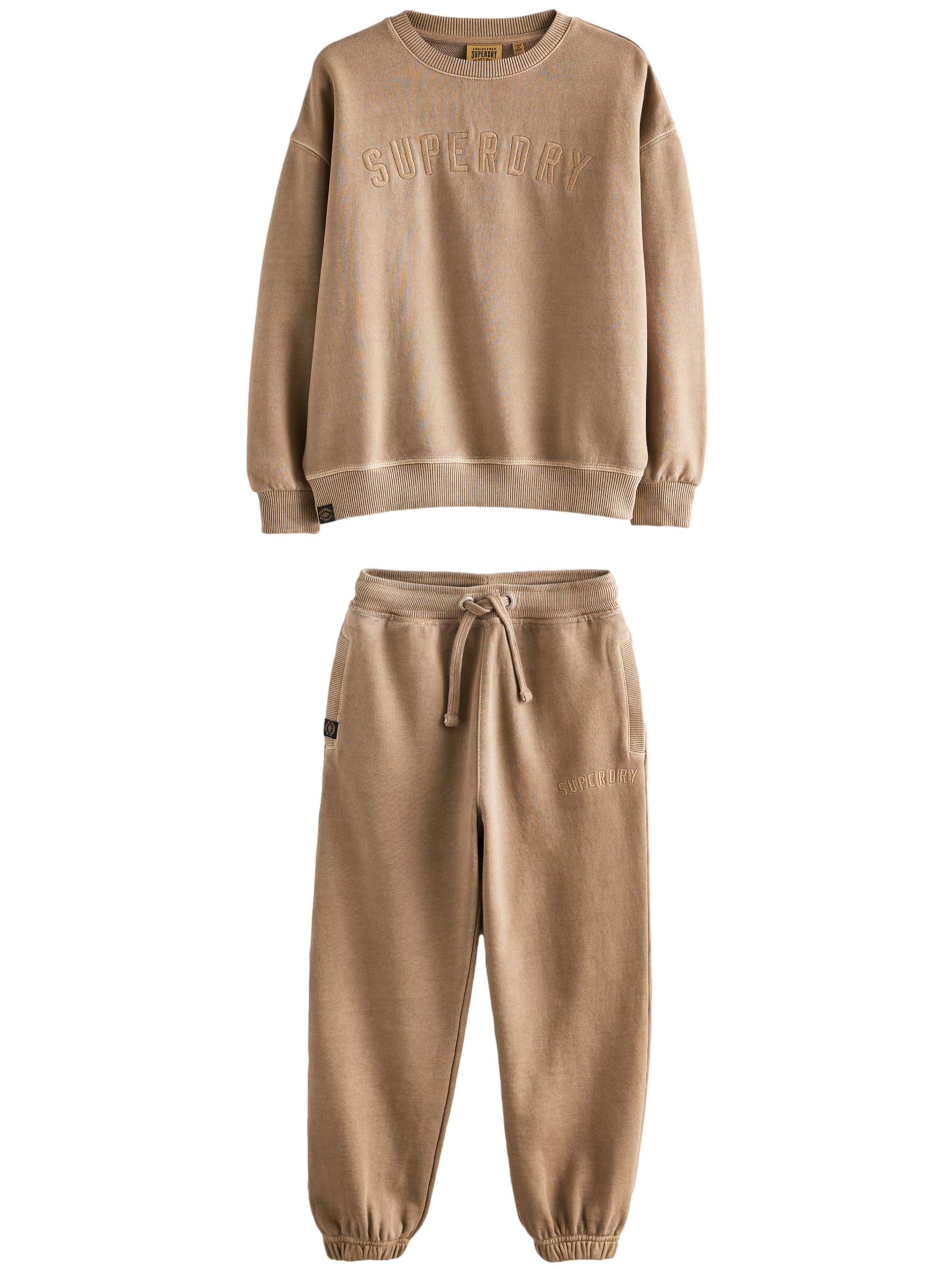 Superdry Костюм для бега в Бежевый: спереди